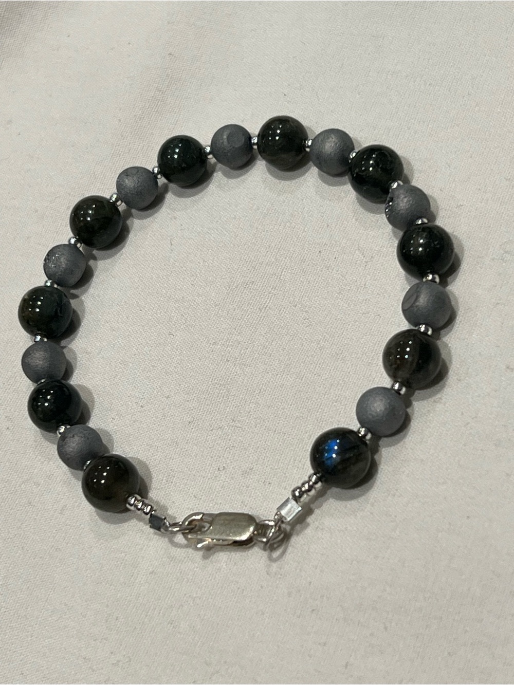Labradorite and druzy sterling silver bracelet